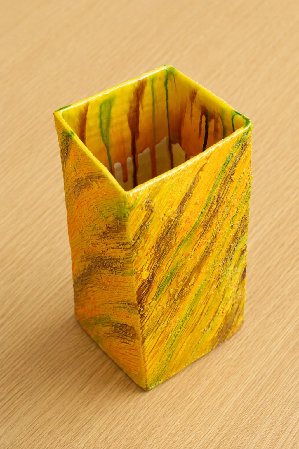 Sansai Square Vase By Nishikawa Teizaburou