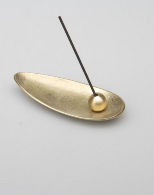 Incense stand Bamboo leaf brass - MONOLAB