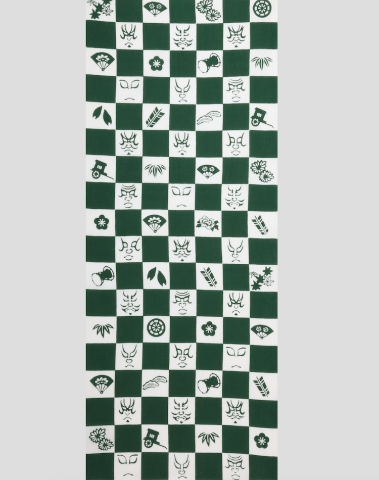 Tea towel Lattice Pattern with Kabuki Kumadori - MONOLAB