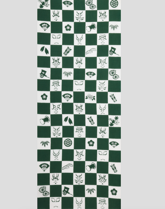 Tea towel Lattice Pattern with Kabuki Kumadori - MONOLAB