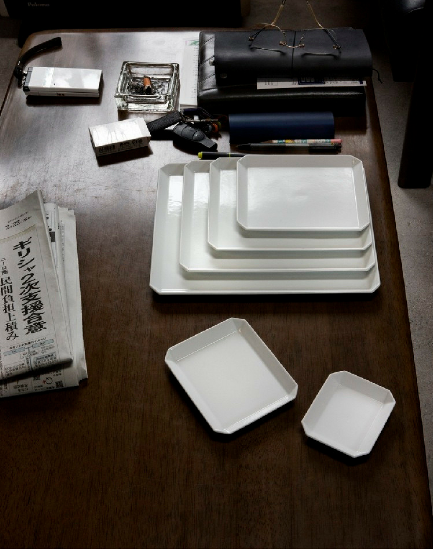 Minimalist white Japanese square porcelain serving plate