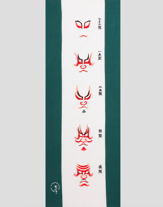 Tea towel Kabuki 'Kumadori (Kabuki make-up) 5 kinds' - MONOLAB